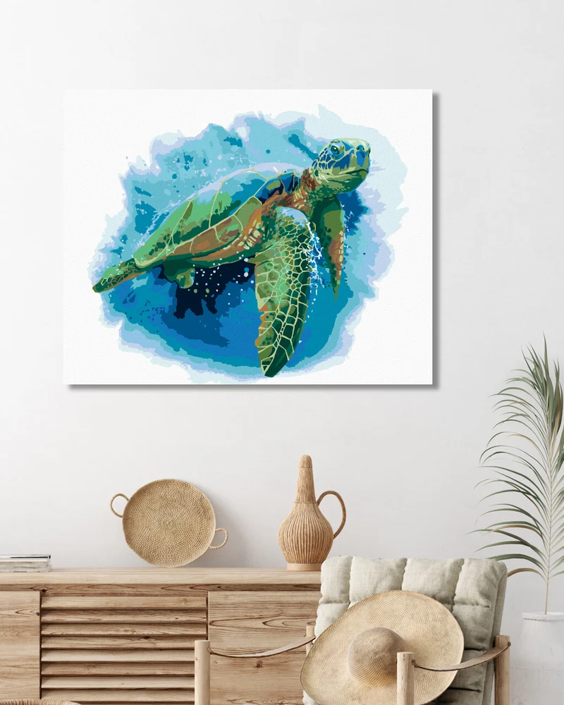 Diamond painting - GROSSE MEERESSCHILDKRÖTE AUF BLAUEM HINTERGRUND