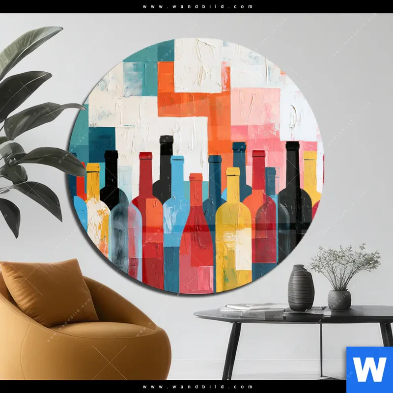 Acrylglasbild | Bunte Weinvielfalt | Rund