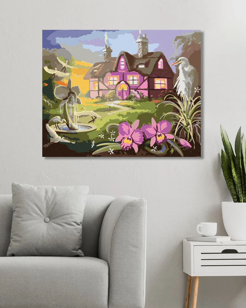 Diamond painting - REIHER AM ROSA HAUS (D. RUSTY RUST)