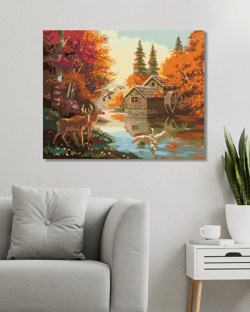 Diamond painting - WASSERMÜHLE UND WILDE TIERE (D. RUSTY RUST)