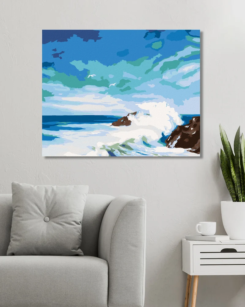 Diamond painting - WELLEN, DIE GEGEN DIE KLIPPEN SCHLAGEN (D. RUSTY RUST)