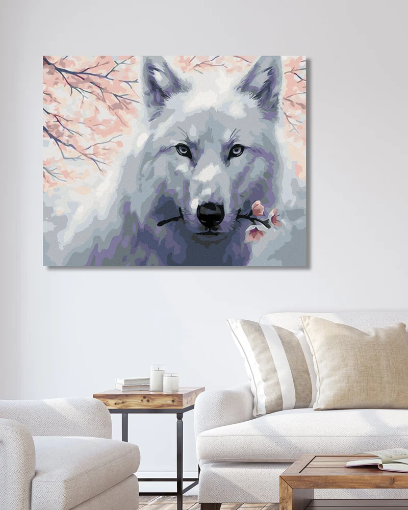 Diamond painting - EIN WOLF MIT EINEM BLÜHENDEN AST