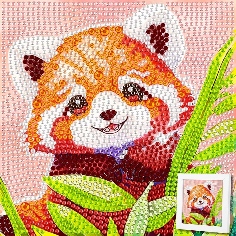 5D Diamond Painting Fröhlicher Panda Leo im Bambuswald mit Strasssteinchen