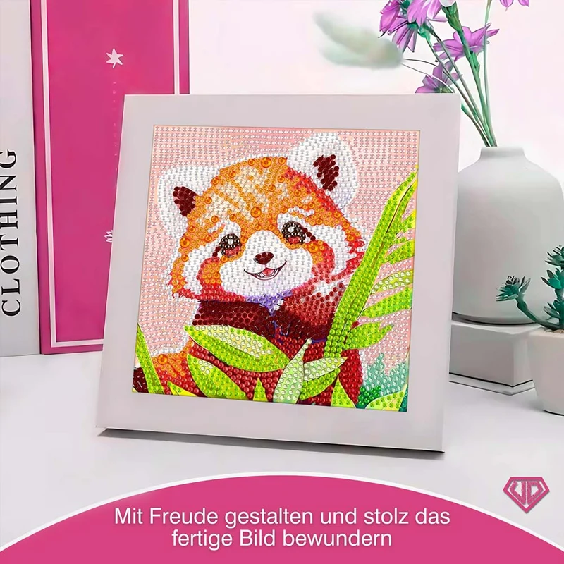 5D Diamond Painting Fröhlicher Panda Leo im Bambuswald mit Strasssteinchen