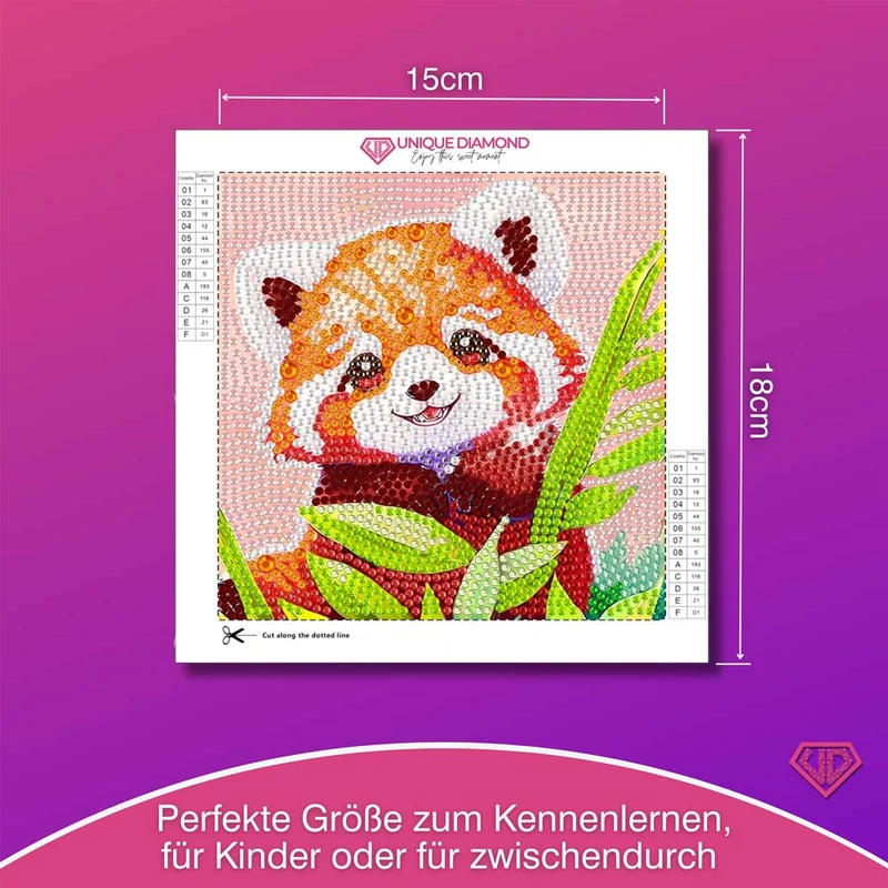 5D Diamond Painting Fröhlicher Panda Leo im Bambuswald mit Strasssteinchen