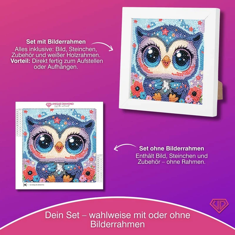 5D Diamond Painting Traumhafte Sternen-Eule Lumi mit Strasssteinchen