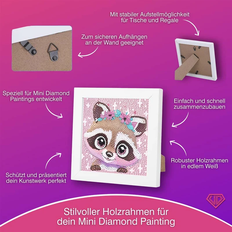 5D Diamond Painting Blütenwaschbär Momo mit Strasssteinchen