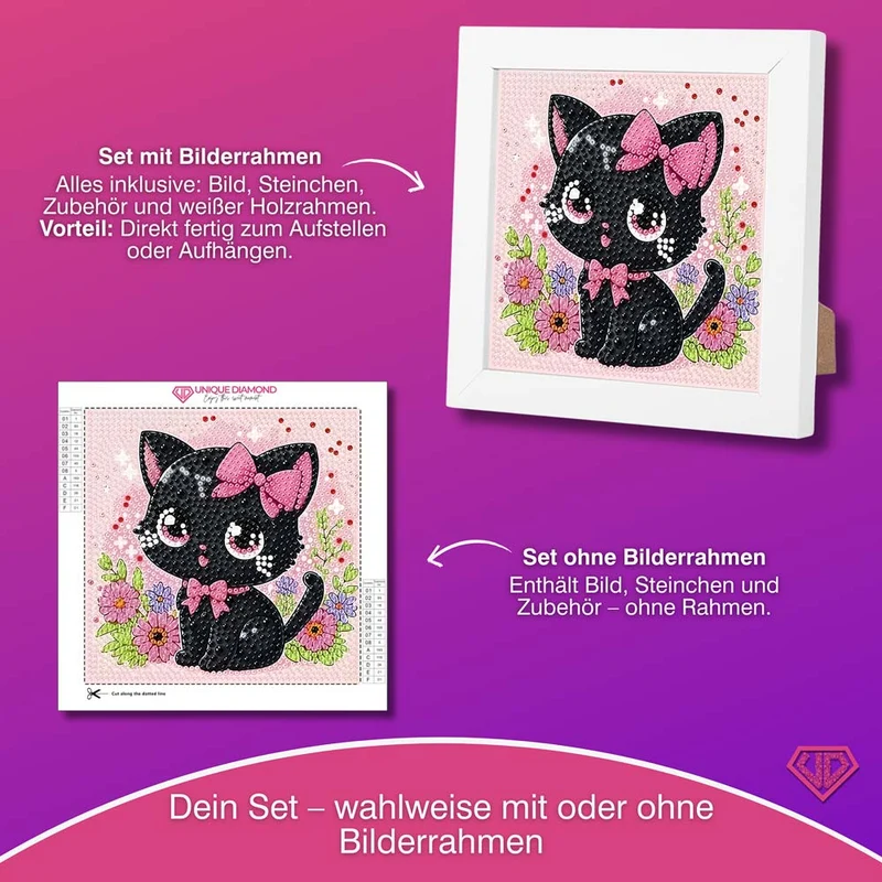 5D Diamond Painting Zuckersüße Samtpfote Bella mit Strasssteinchen