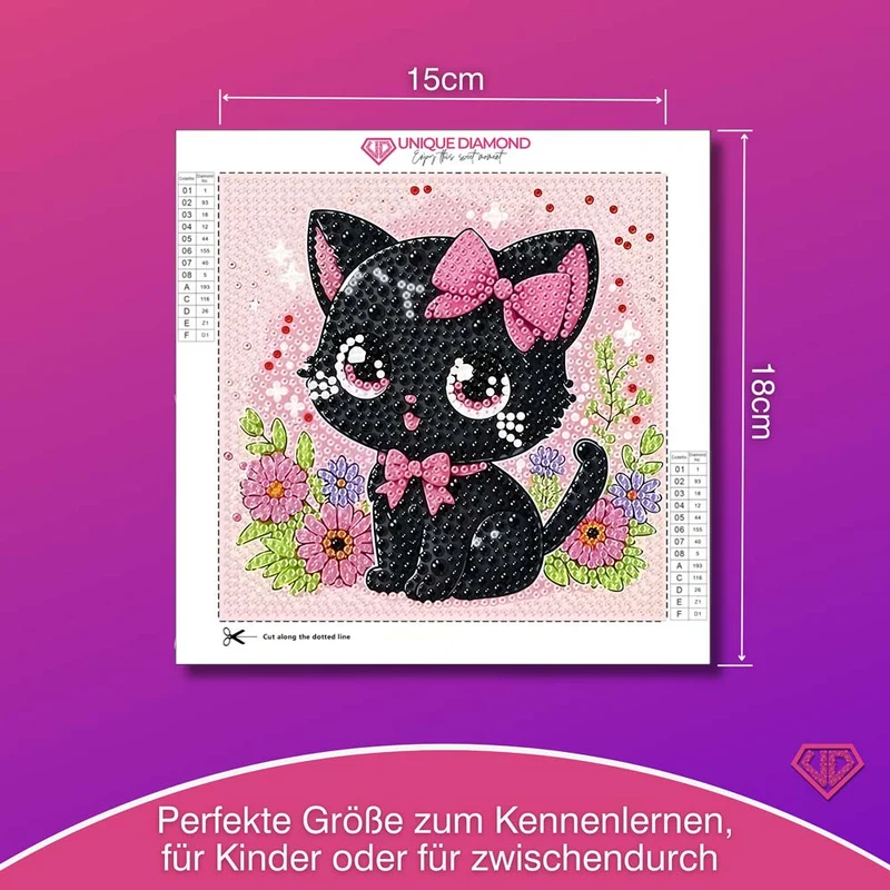 5D Diamond Painting Zuckersüße Samtpfote Bella mit Strasssteinchen