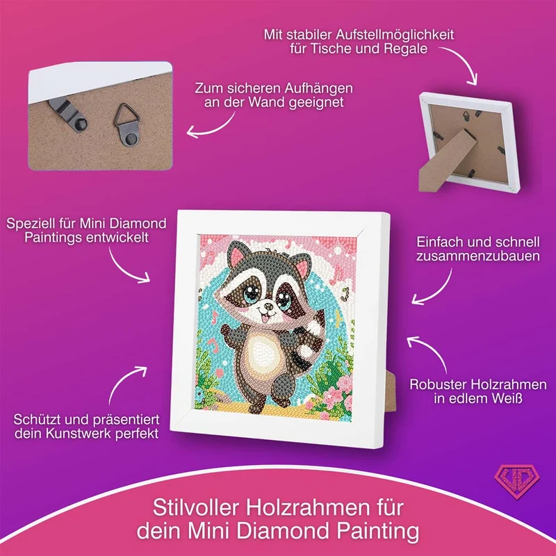 5D Diamond Painting Fröhlicher Waschbär Ricky mit Strasssteinchen