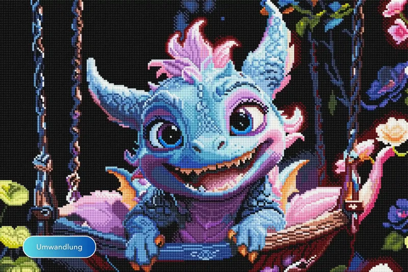 Diamond Painting - Blue Flatter Dragon
