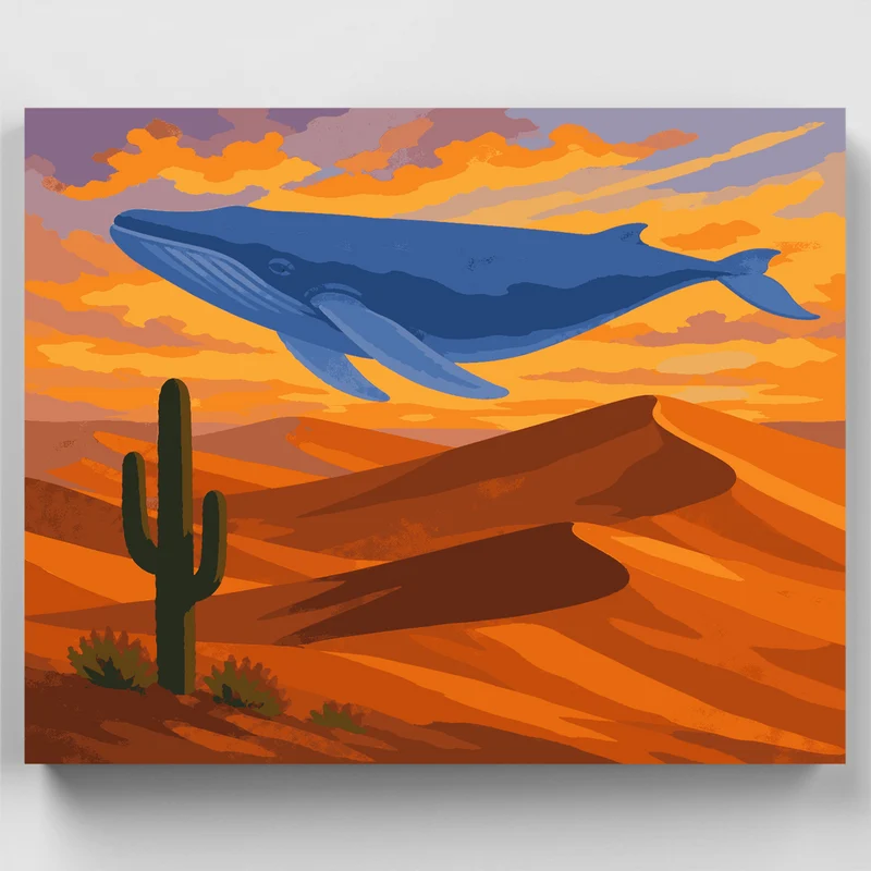 Whale Over Desert Dunes - Paint by Numbers Kit