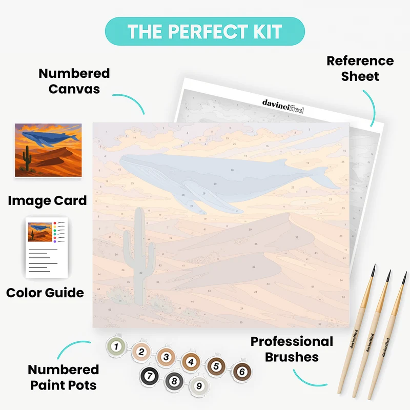 Whale Over Desert Dunes - Paint by Numbers Kit