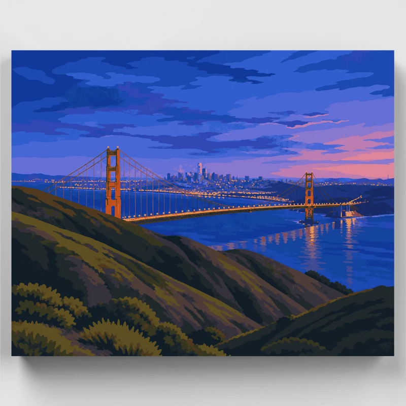 Golden Gate Blue Hour - Paint by Numbers Kit