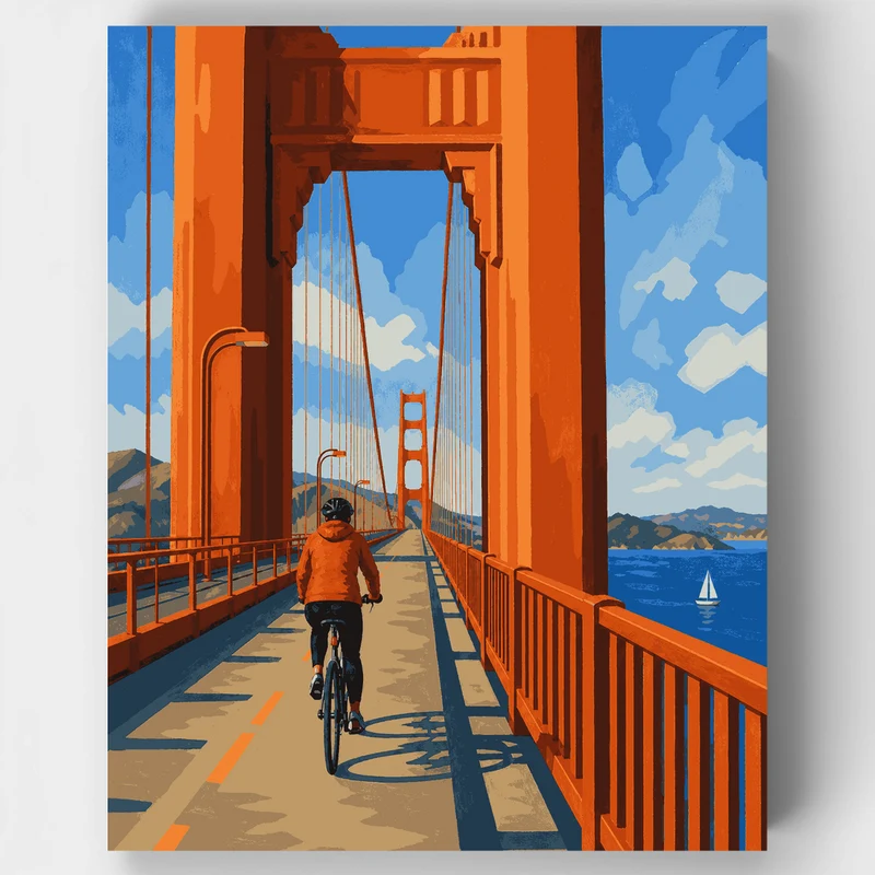 Golden Gate Cyclist - Paint by Numbers Kit