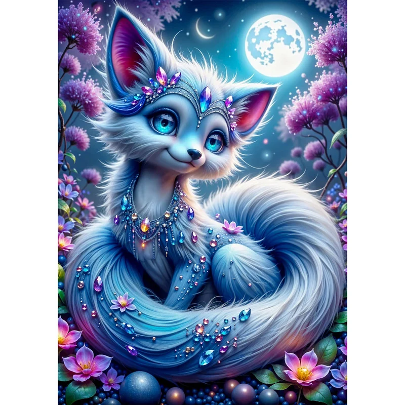 5D Diamond Painting – Nyari, die funkelnde Mondfüchsin
