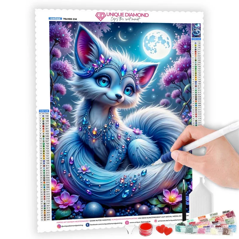 5D Diamond Painting – Nyari, die funkelnde Mondfüchsin
