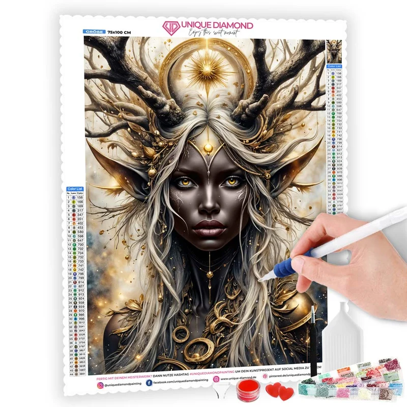 5D Diamond Painting – Göttin der goldenen Schatten