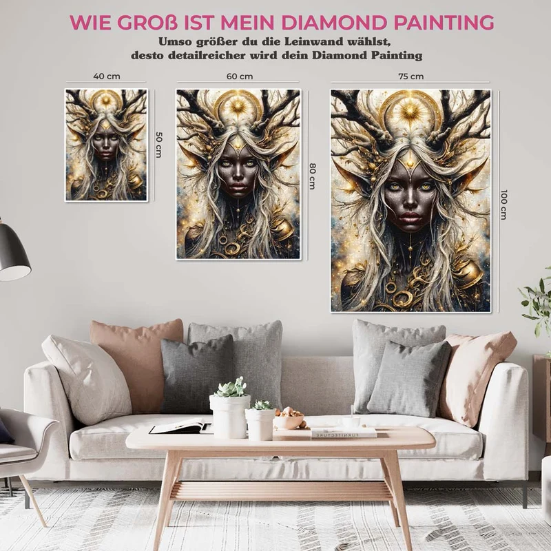 5D Diamond Painting – Göttin der goldenen Schatten
