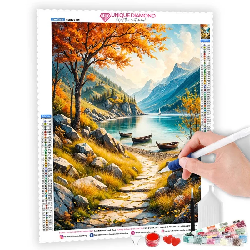 5D Diamond Painting – Golden Autumn Lake