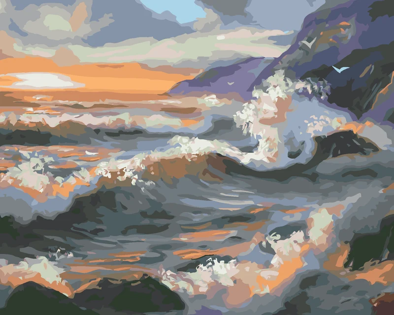 Diamond painting - WELLEN UND SONNENUNTERGANG (D. RUSTY RUST)