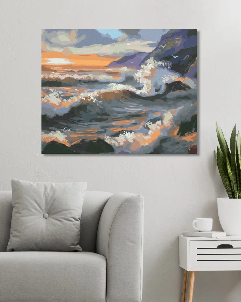 Diamond painting - WELLEN UND SONNENUNTERGANG (D. RUSTY RUST)