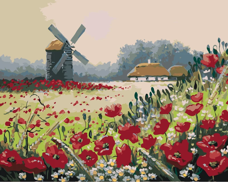 Diamond painting - MOHNBLUMEN AM WALDRAND
