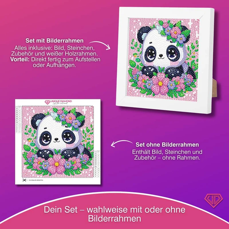 5D Diamond Painting Blütenpanda Lian mit Strasssteinchen