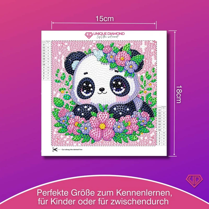 5D Diamond Painting Blütenpanda Lian mit Strasssteinchen