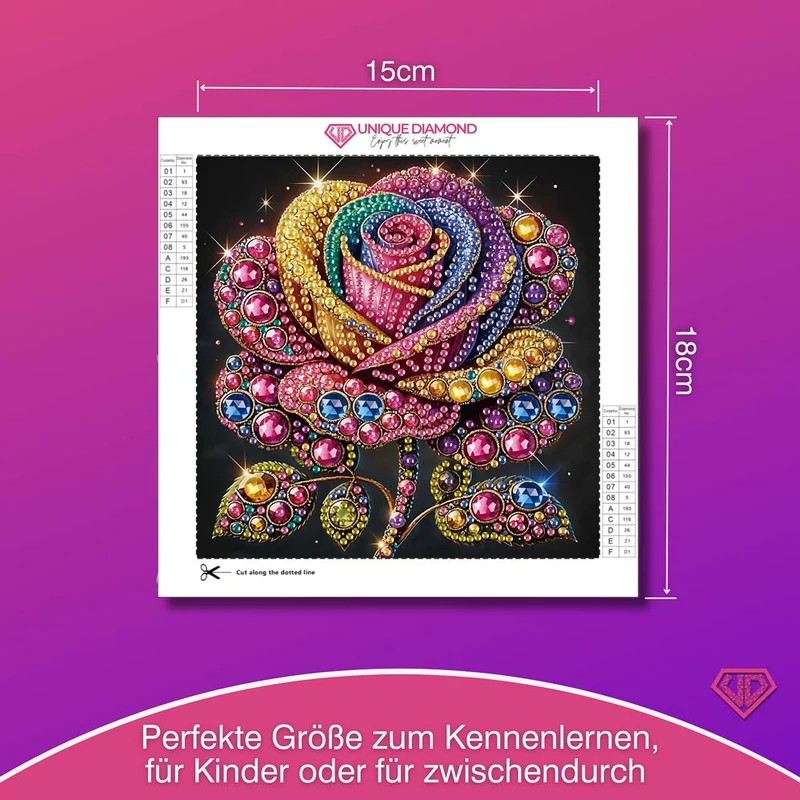 5D Diamond Painting Magische Regenbogenrose mit Strasssteinchen
