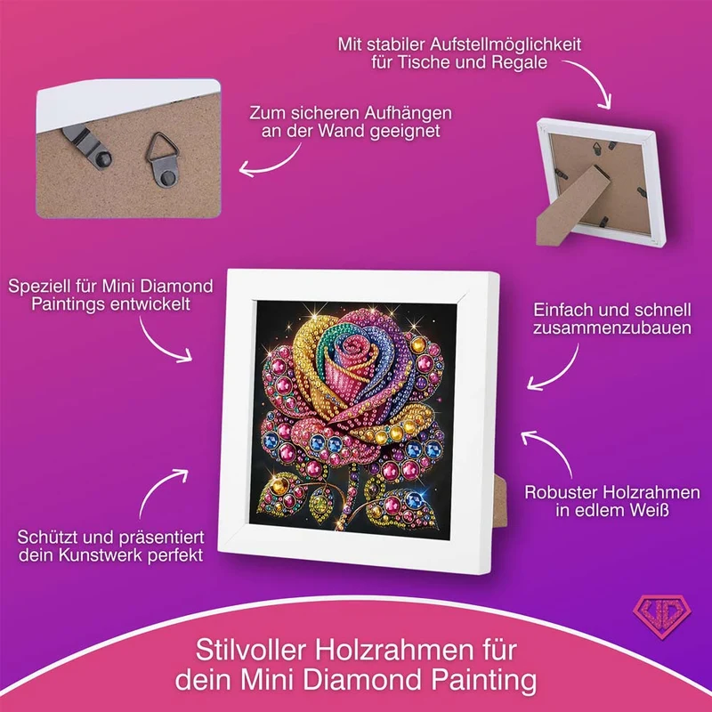 5D Diamond Painting Magische Regenbogenrose mit Strasssteinchen