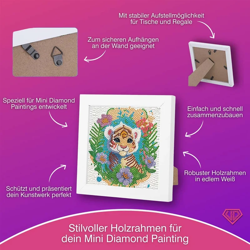5D Diamond Painting Tigerbaby Tilda im Blütenzauber mit Strasssteinchen