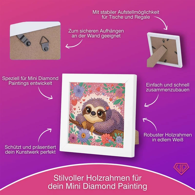 5D Diamond Painting Faultier Flora im Blütenzauber mit Strasssteinchen