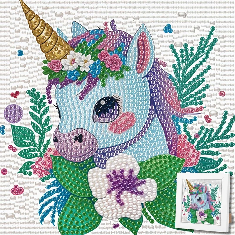 5D Diamond Painting Einhorn Elina im Blütenzauber mit Strasssteinchen
