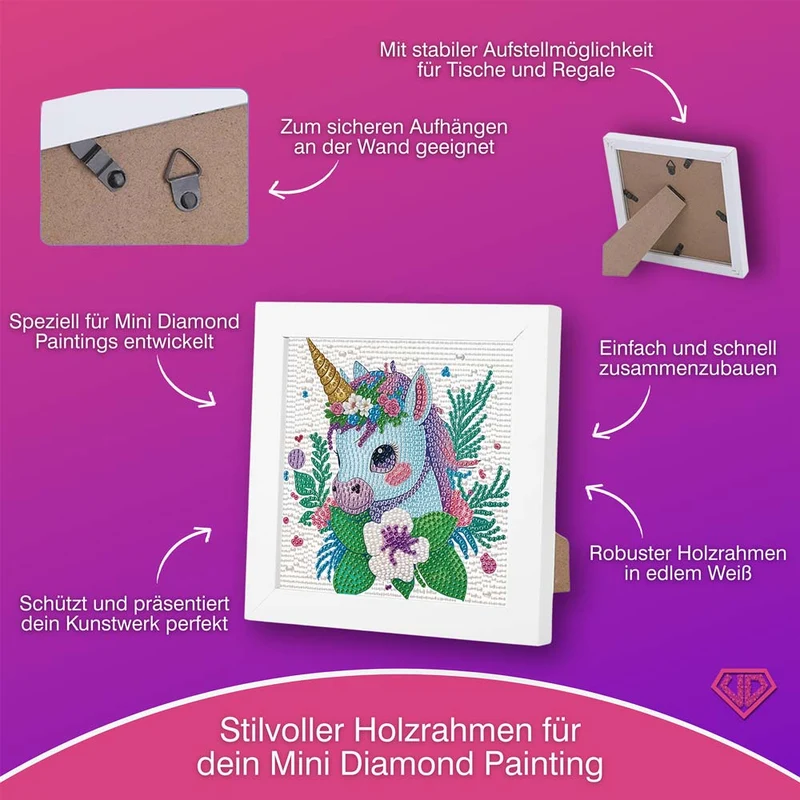 5D Diamond Painting Einhorn Elina im Blütenzauber mit Strasssteinchen