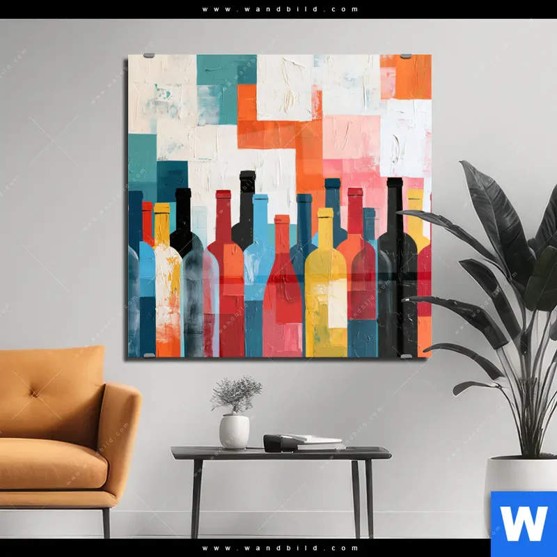 Acrylglasbild | Bunte Weinvielfalt | Quadrat