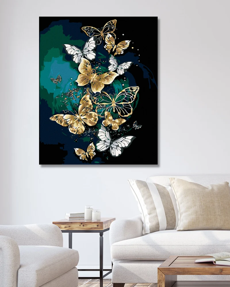 Diamond painting - GOLDENE WEISSE SCHMETTERLINGE