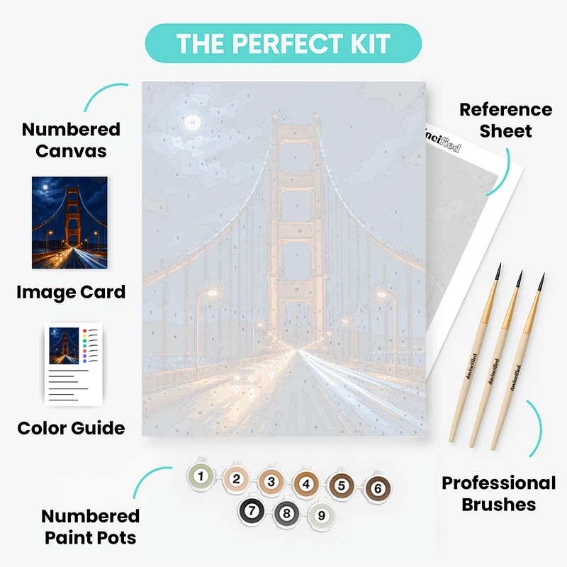 Moonlit Golden Gate - Paint by Numbers Kit