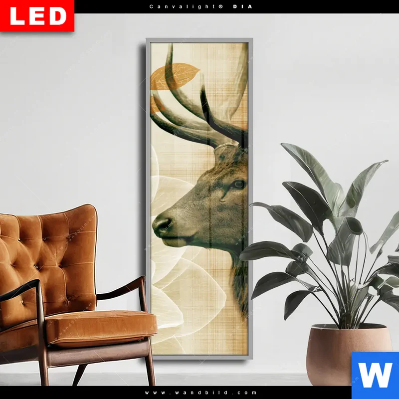 Wechselmotiv Acrylglas Canvalight® DIA | Hirsch - Waldkönig in Herbstfarben | Schmal