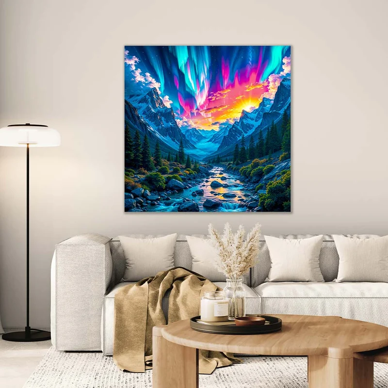 5D Diamond Painting – Aurora over Crystal Valley