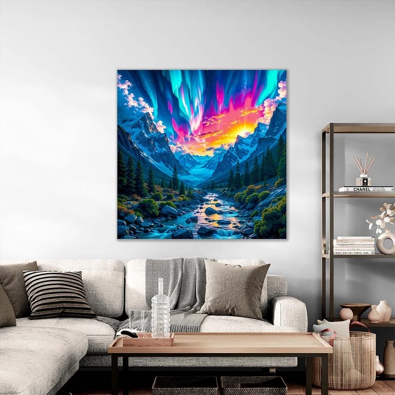 5D Diamond Painting – Aurora over Crystal Valley