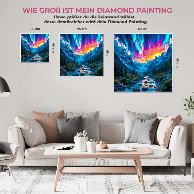 5D Diamond Painting – Aurora over Crystal Valley