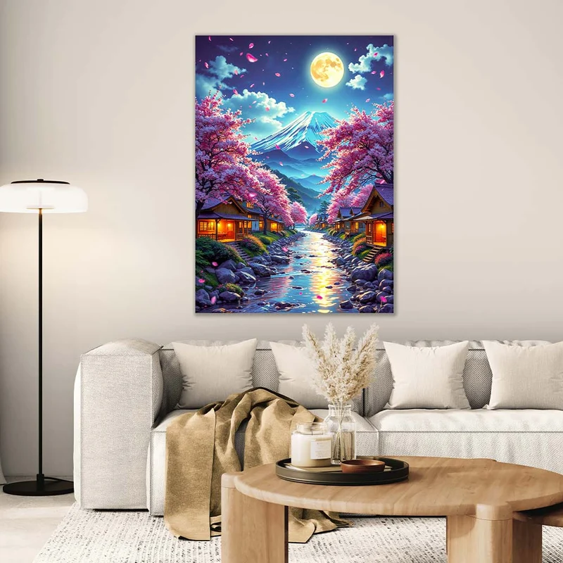 5D Diamond Painting – Moonlight over Hanami River
