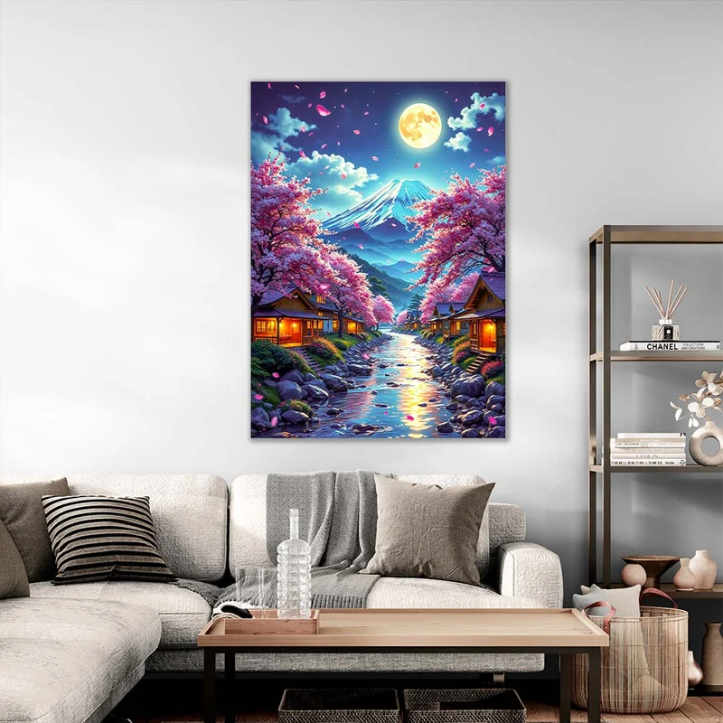 5D Diamond Painting – Moonlight over Hanami River