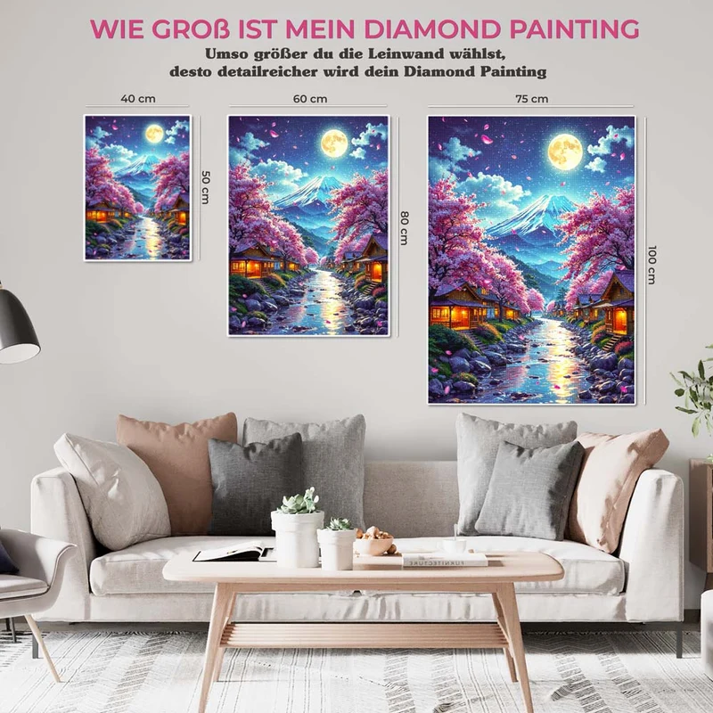 5D Diamond Painting – Moonlight over Hanami River