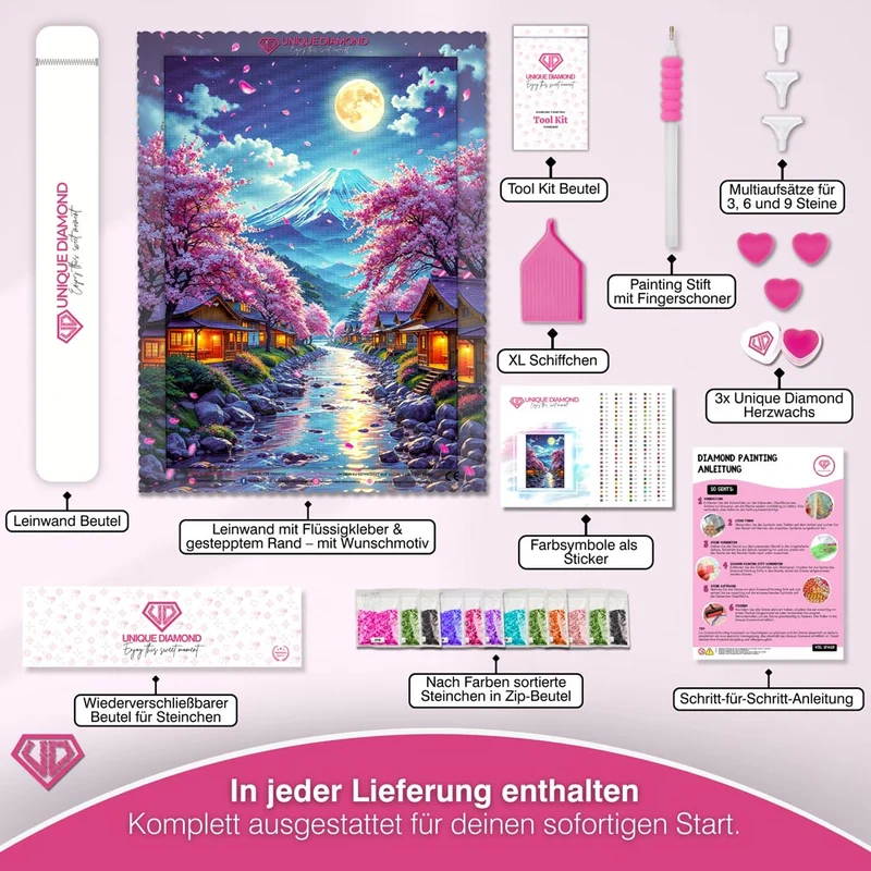 5D Diamond Painting – Moonlight over Hanami River