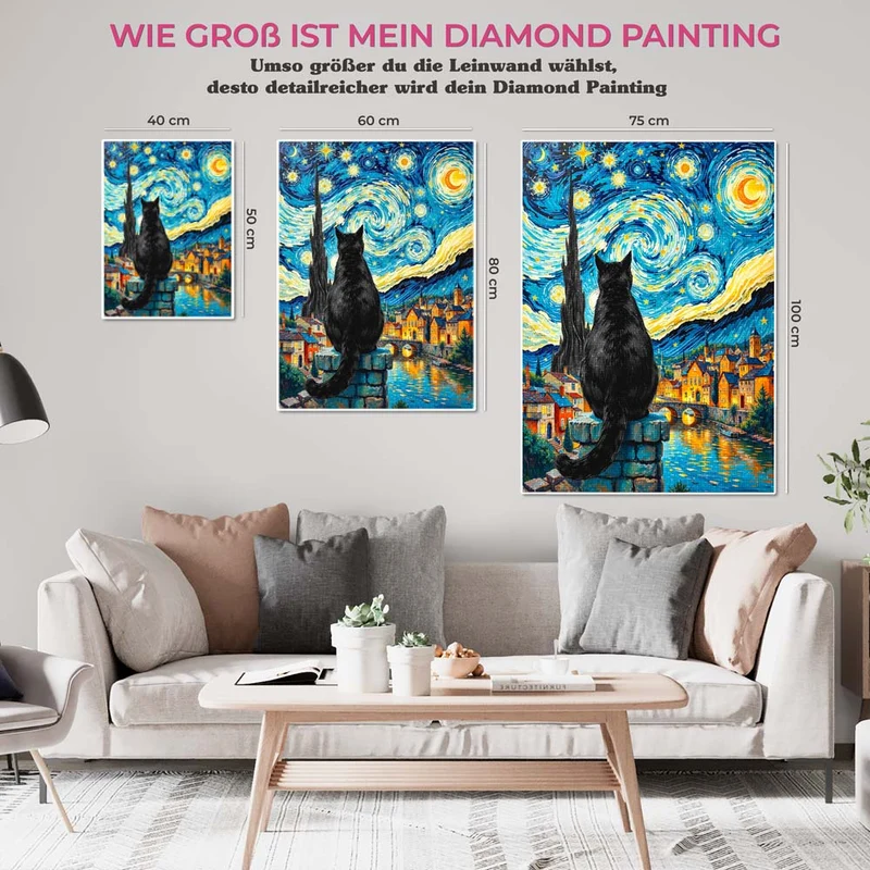5D Diamond Painting – Sternennacht mit Katze