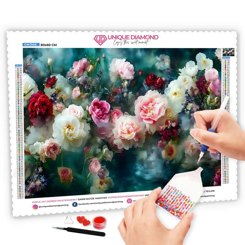 5D Diamond Painting – Mystische Blütenträume
