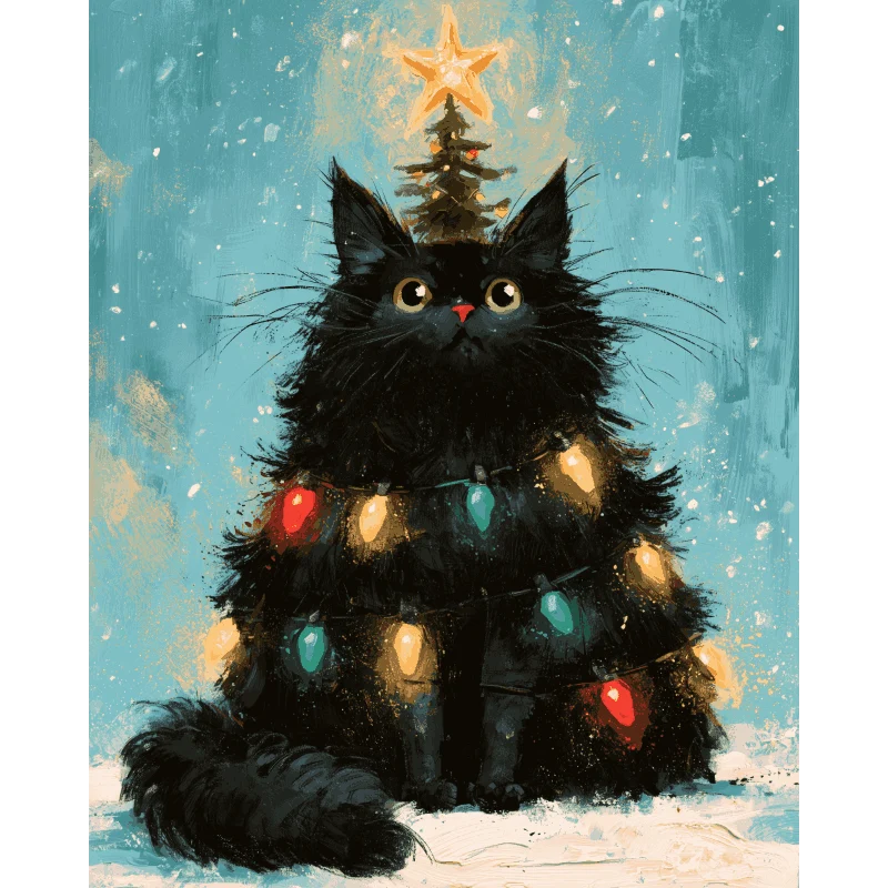 Kätzchen am Weihnachtsbaum
