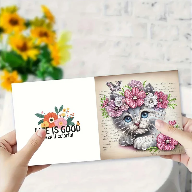 5D Diamond Painting Grußkarten – Tierische Blumengrüße 6 Stück